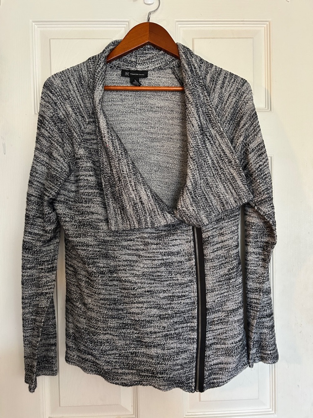 Women's Sparkle silver and black marbles Zip-Front Sweater Cardigan